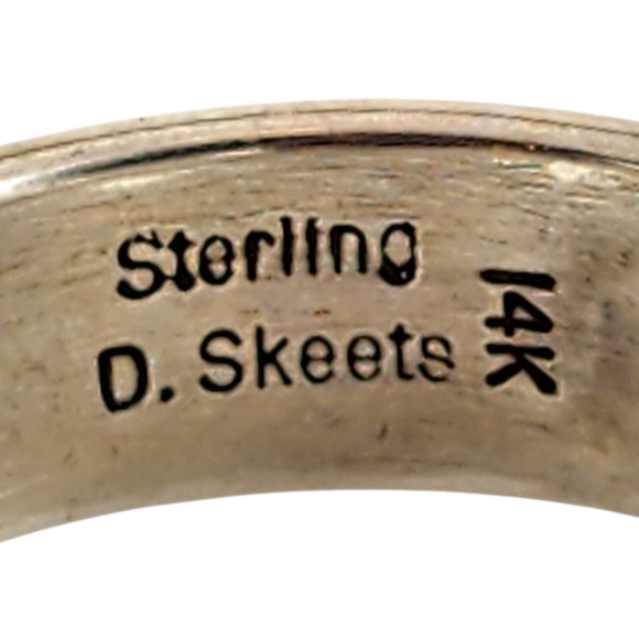 Dave Skeets 14K Yellow Gold & Sterling Silver Navajo Band Ring Size 9 #20095 - Picture 5 of 7